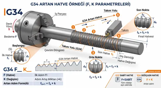 G34 artan hatve örneği: F ve K parametreleri