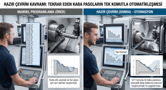 Hazır çevrim kavramı: tekrar eden kaba pasoların tek komutla otomatikleşmesi